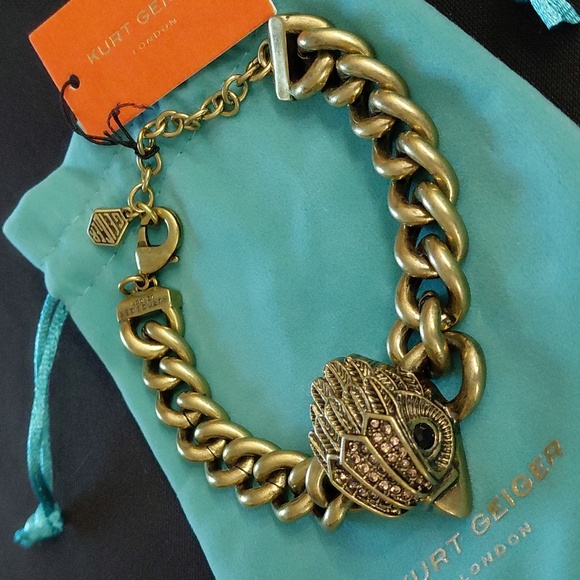 KURT GEIGER LONDON Gold-Tone Chain Bracelet with Eagle Embellished Charm - Picture 3 of 8